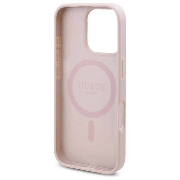 MagSafe hoesje voor Apple iPhone 16 Pro, Guess, 4G Flowers Print, Roze