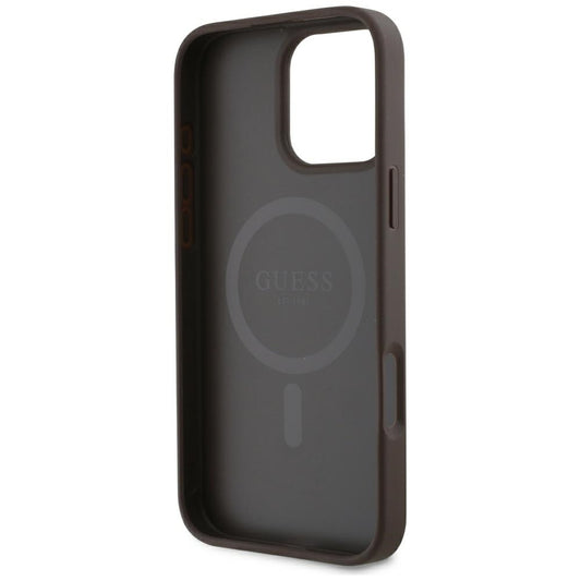 MagSafe hoesje voor Apple iPhone 16 Pro, Guess, 4G Small en Classic Logo, Bruin
