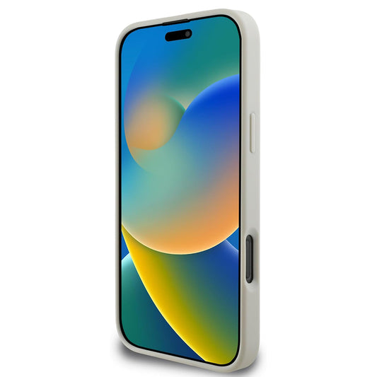 MagSafe hoes voor Apple iPhone 16 Pro, Guess, Grained Gold Ring, Beige