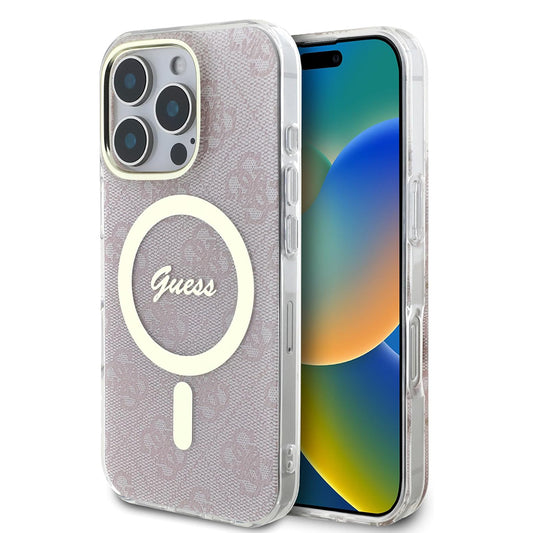 MagSafe hoesje voor Apple iPhone 16 Pro, Guess, IML 4G, Roze