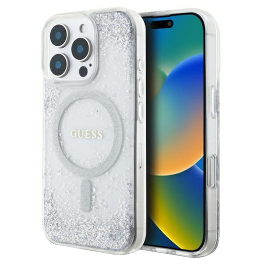 MagSafe hoesje voor Apple iPhone 16 Pro, Guess, IML Glitter Gradient, Zilverkleurig
