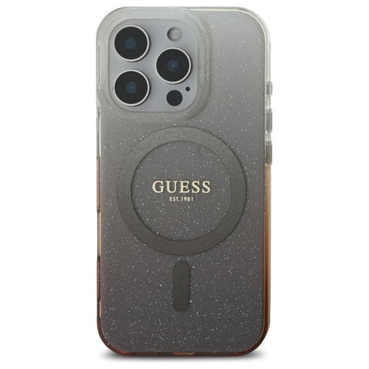 MagSafe hoesje voor Apple iPhone 16 Pro, Guess, IML Glitter Gradient, Bruin