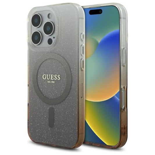 MagSafe hoesje voor Apple iPhone 16 Pro, Guess, IML Glitter Gradient, Bruin