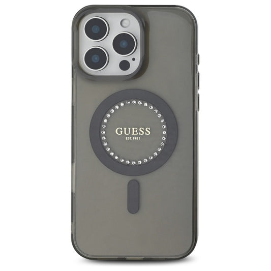 MagSafe hoesje voor Apple iPhone 16 Pro, Guess, IML Rhinestone, Zwart