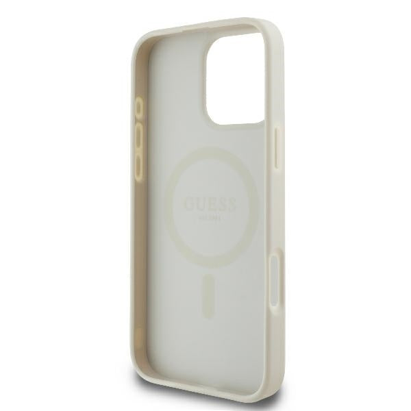 MagSafe hoesje voor Apple iPhone 16 Pro, Guess, Peony Script, Wit