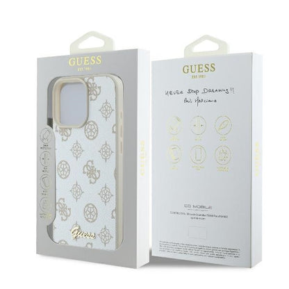 MagSafe hoesje voor Apple iPhone 16 Pro, Guess, Peony Script, Wit