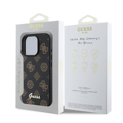 MagSafe hoes voor Apple iPhone 16 Pro, Guess, Peony Script, Zwart
