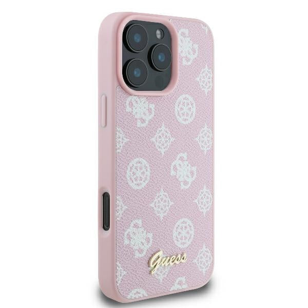 MagSafe hoesje voor Apple iPhone 16 Pro, Guess, Peony Script, Roze