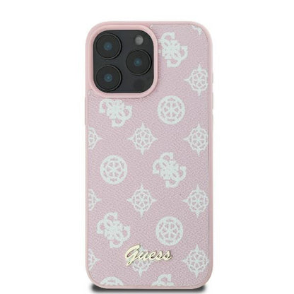 MagSafe hoesje voor Apple iPhone 16 Pro, Guess, Peony Script, Roze