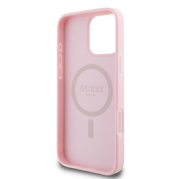 MagSafe hoesje voor Apple iPhone 16 Pro, Guess, Peony Script, Roze