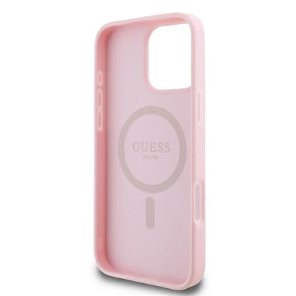MagSafe hoesje voor Apple iPhone 16 Pro, Guess, Peony Script, Roze