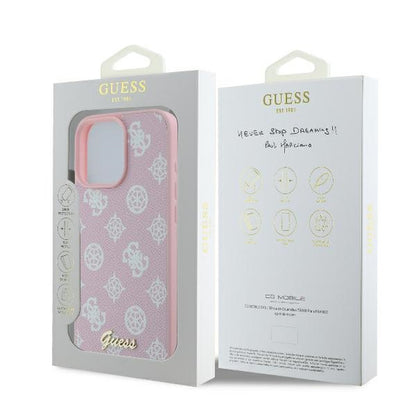 MagSafe hoesje voor Apple iPhone 16 Pro, Guess, Peony Script, Roze