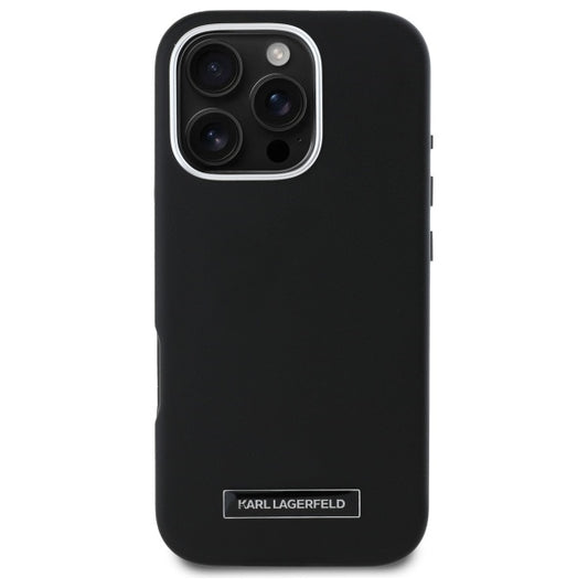 MagSafe hoes voor Apple iPhone 16 Pro, Karl Lagerfeld, FW Metal Plate, Zwart