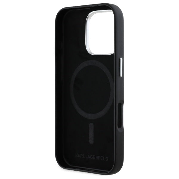 MagSafe Case for Apple iPhone 16 Pro, Karl Lagerfeld, FW Metal Plate, Black