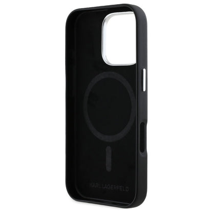MagSafe Case for Apple iPhone 16 Pro, Karl Lagerfeld, FW Metal Plate, Black
