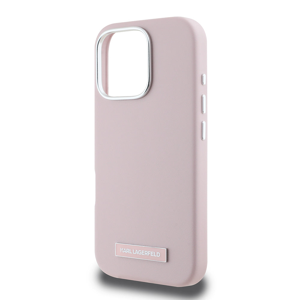 MagSafe hoes voor Apple iPhone 16 Pro, Karl Lagerfeld, FW Metal Plate, Roze