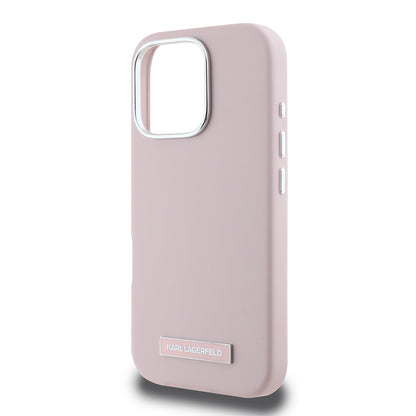 MagSafe hoes voor Apple iPhone 16 Pro, Karl Lagerfeld, FW Metal Plate, Roze