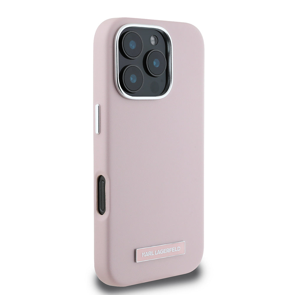 MagSafe hoes voor Apple iPhone 16 Pro, Karl Lagerfeld, FW Metal Plate, Roze