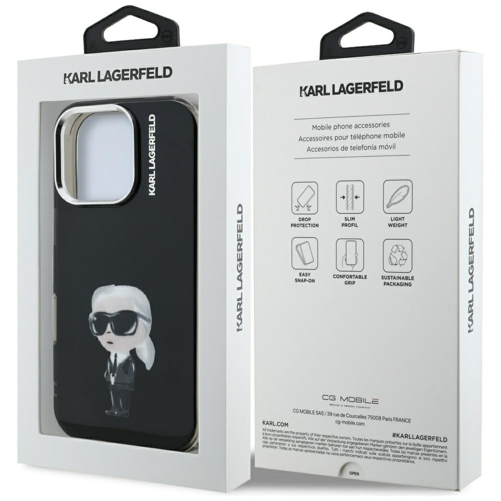 MagSafe hoes voor Apple iPhone 16 Pro, Karl Lagerfeld, IML Aquarelle Logo Karl, Zwart