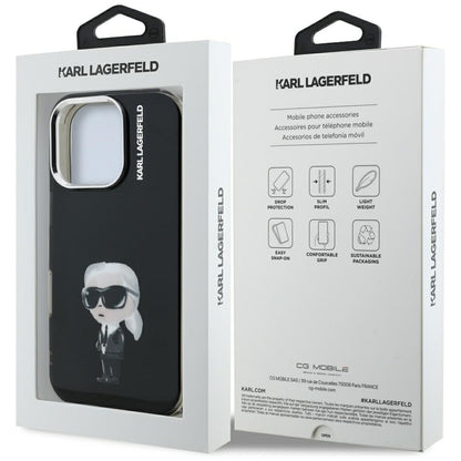 MagSafe hoes voor Apple iPhone 16 Pro, Karl Lagerfeld, IML Aquarelle Logo Karl, Zwart