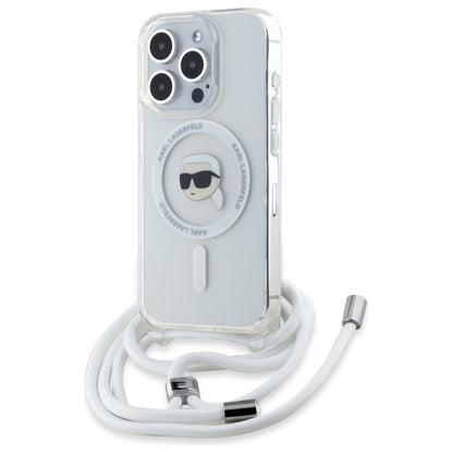 MagSafe hoesje voor Apple iPhone 16 Pro, Karl Lagerfeld, IML Crossbody Karl's Head, Transparant