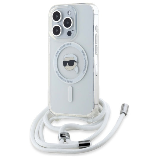 MagSafe hoesje voor Apple iPhone 16 Pro, Karl Lagerfeld, IML Crossbody Karl's Head, Transparant