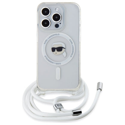 MagSafe hoesje voor Apple iPhone 16 Pro, Karl Lagerfeld, IML Crossbody Karl's Head, Transparant