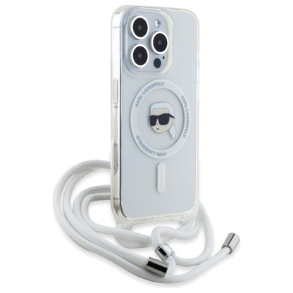 MagSafe hoesje voor Apple iPhone 16 Pro, Karl Lagerfeld, IML Crossbody Karl's Head, Transparant