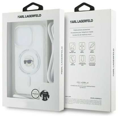 MagSafe hoesje voor Apple iPhone 16 Pro, Karl Lagerfeld, IML Crossbody Karl's Head, Transparant