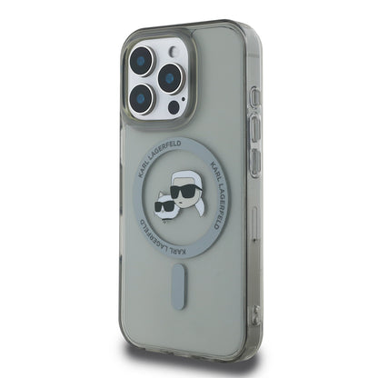 MagSafe hoesje voor Apple iPhone 16 Pro, Karl Lagerfeld, IML Metal Karl & Choupette's Heads, Zwart