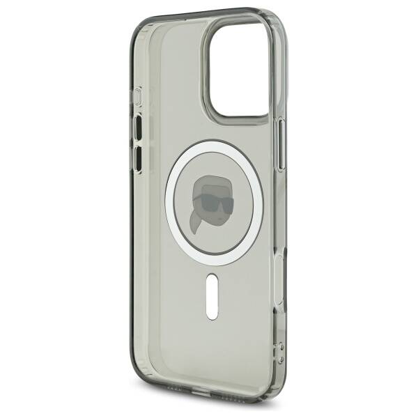 MagSafe hoes voor Apple iPhone 16 Pro, Karl Lagerfeld, IML Metal Karl's Head, Zwart