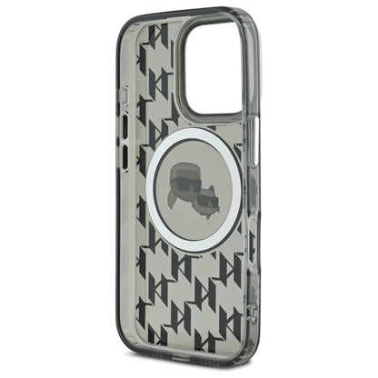 MagSafe hoesje voor Apple iPhone 16 Pro, Karl Lagerfeld, IML Monogram Karl & Choupette's Heads, Zwart