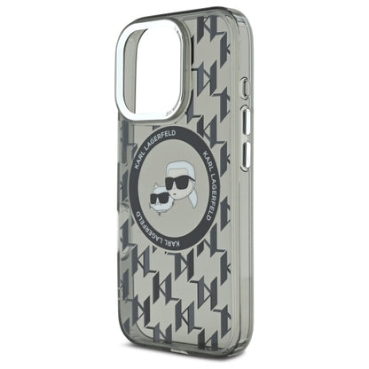 MagSafe hoesje voor Apple iPhone 16 Pro, Karl Lagerfeld, IML Monogram Karl & Choupette's Heads, Zwart