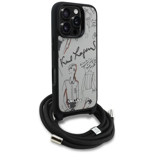 MagSafe hoes voor Apple iPhone 16 Pro, Karl Lagerfeld, Saffiano Crossbody, Gri