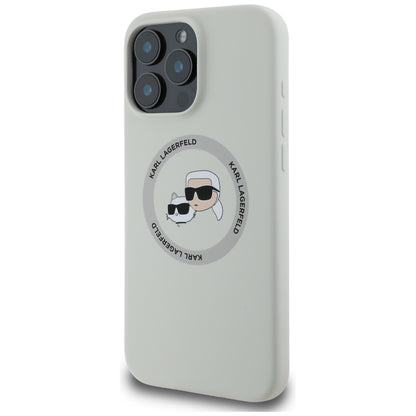 MagSafe Case for Apple iPhone 16 Pro, Karl Lagerfeld, Silicone Karl & Choupette's Heads, Beige