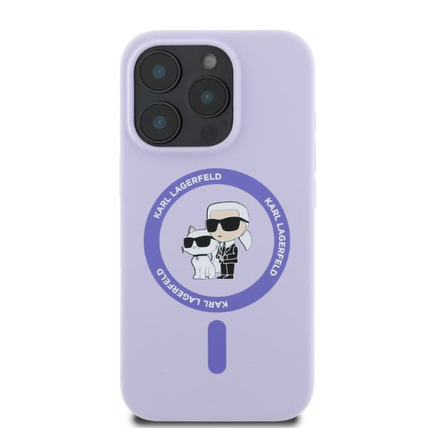 MagSafe hoesje voor Apple iPhone 16 Pro, Karl Lagerfeld, Silicone Ring Karl & Choupette, Paars