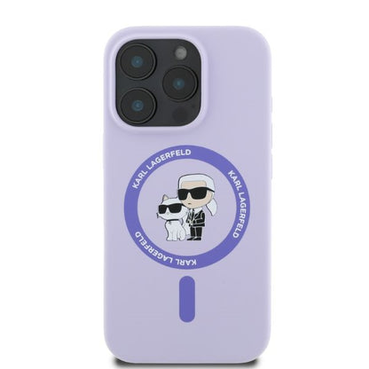 MagSafe hoesje voor Apple iPhone 16 Pro, Karl Lagerfeld, Silicone Ring Karl & Choupette, Paars