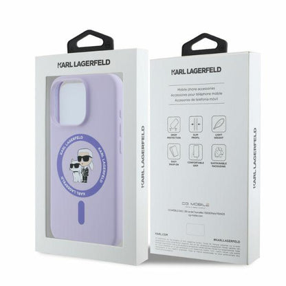 MagSafe hoesje voor Apple iPhone 16 Pro, Karl Lagerfeld, Silicone Ring Karl & Choupette, Paars