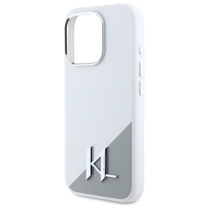 MagSafe hoesje voor Apple iPhone 16 Pro, Karl Lagerfeld, Silicone Shadow Metal Initial, Wit