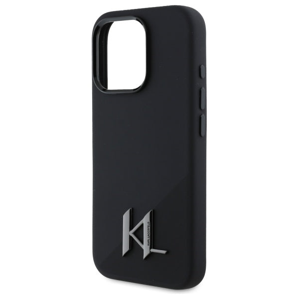 MagSafe hoesje voor Apple iPhone 16 Pro, Karl Lagerfeld, Silicone Shadow Metal Initial, Zwart