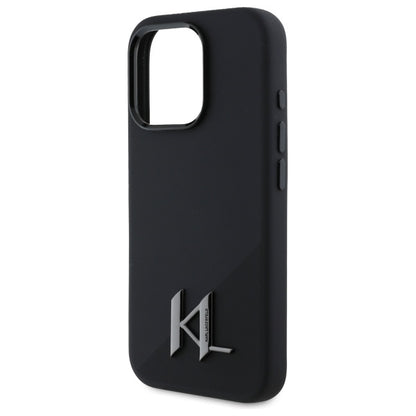 MagSafe hoesje voor Apple iPhone 16 Pro, Karl Lagerfeld, Silicone Shadow Metal Initial, Zwart