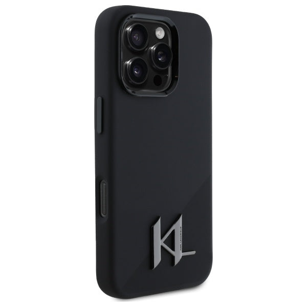 MagSafe hoesje voor Apple iPhone 16 Pro, Karl Lagerfeld, Silicone Shadow Metal Initial, Zwart