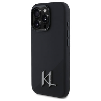 MagSafe hoesje voor Apple iPhone 16 Pro, Karl Lagerfeld, Silicone Shadow Metal Initial, Zwart