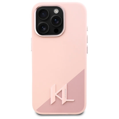 MagSafe hoesje voor Apple iPhone 16 Pro, Karl Lagerfeld, Silicone Shadow Metal Initial, Roze