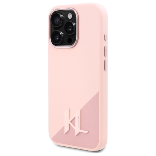 MagSafe hoesje voor Apple iPhone 16 Pro, Karl Lagerfeld, Silicone Shadow Metal Initial, Roze
