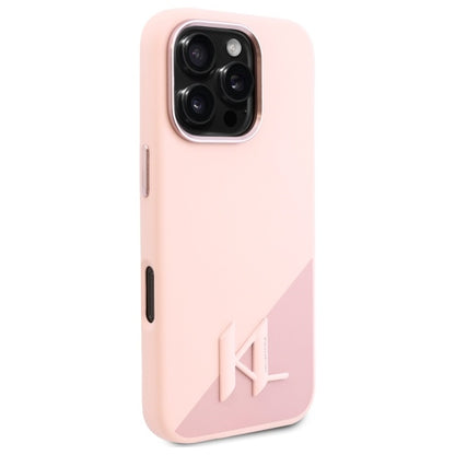 MagSafe hoesje voor Apple iPhone 16 Pro, Karl Lagerfeld, Silicone Shadow Metal Initial, Roze