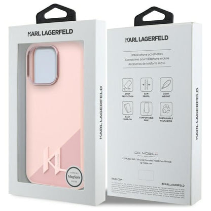 MagSafe hoesje voor Apple iPhone 16 Pro, Karl Lagerfeld, Silicone Shadow Metal Initial, Roze