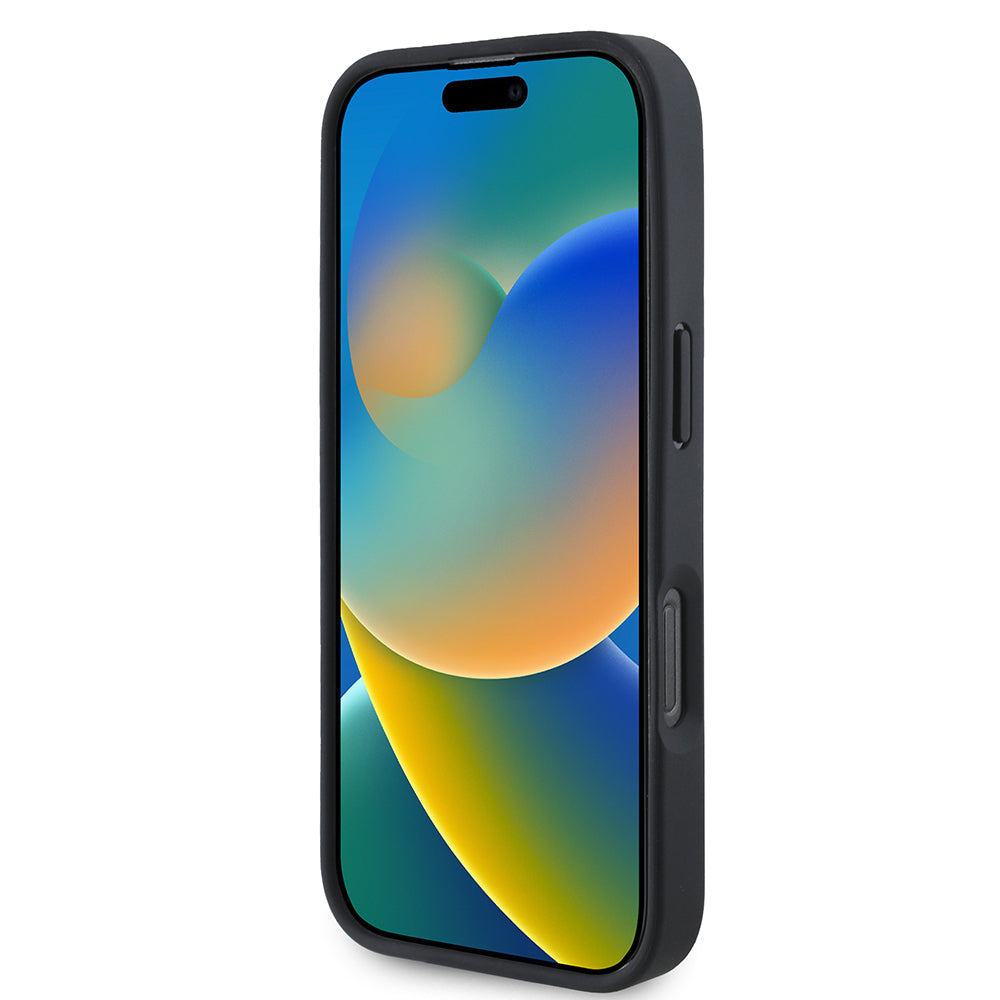 MagSafe hoes voor Apple iPhone 16 Pro Max, BMW, Perforated M Perf. Tricolor Stripers, Zwart