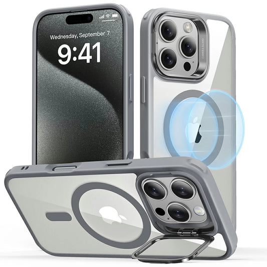 MagSafe hoesje voor Apple iPhone 16 Pro Max, ESR, Classic Hybrid Kickstand, Transparant Gri