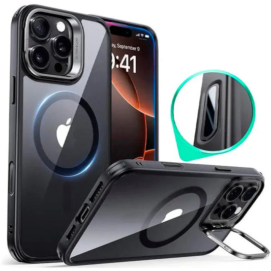 MagSafe hoesje voor Apple iPhone 16 Pro Max, ESR, Classic Hybrid Kickstand Slide, Transparant Zwart